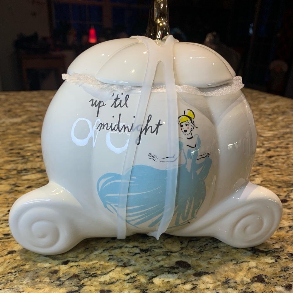 Rae Dunn Cinderella carriage up till midnight canister